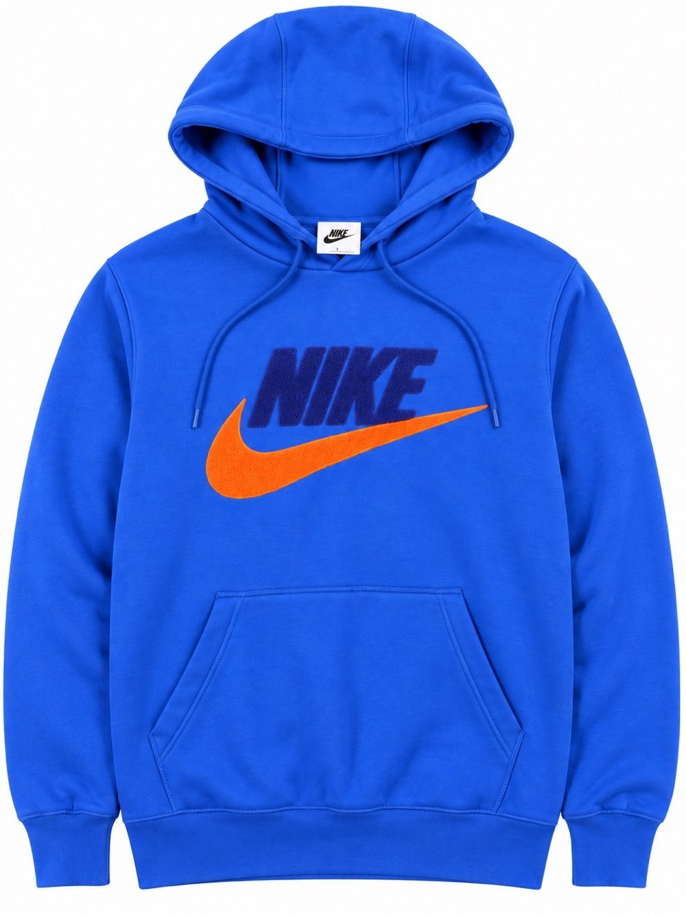 Nike Men's Blue Hoodie with Orange Swoosh